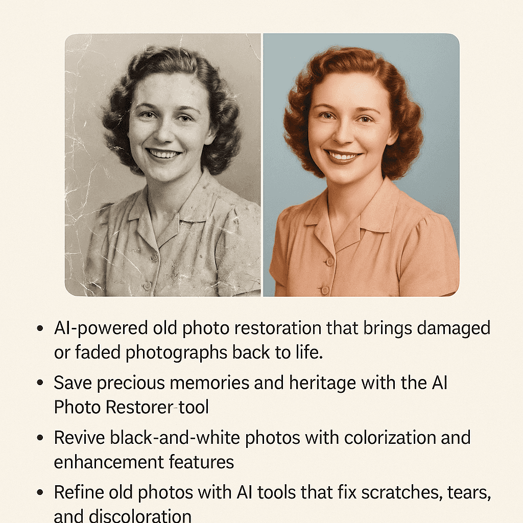 ai restores old photos with various damage types